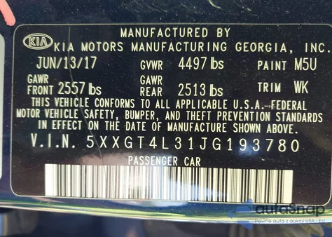 2018 Kia Optima Lx from USA, damaged, VIN 5XXGT4L31JG193780